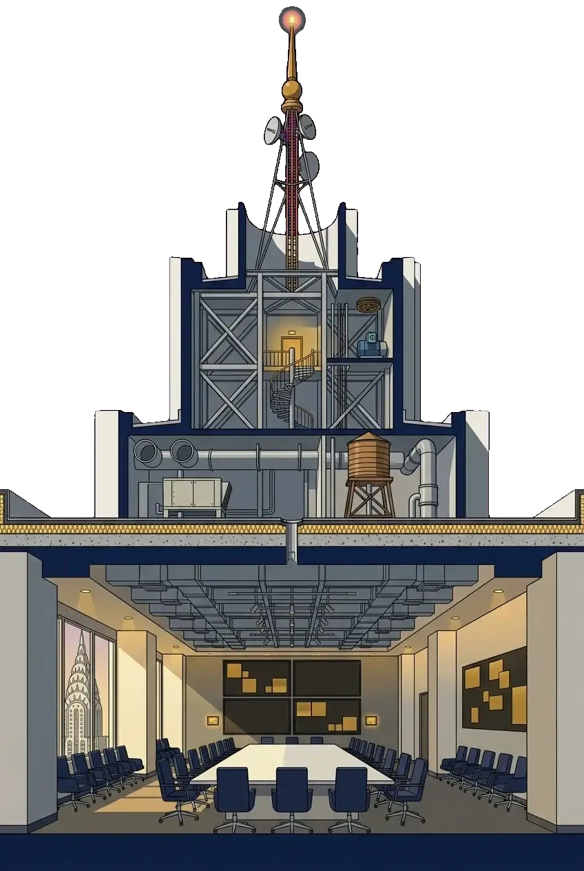 Scroll-world scene: facade