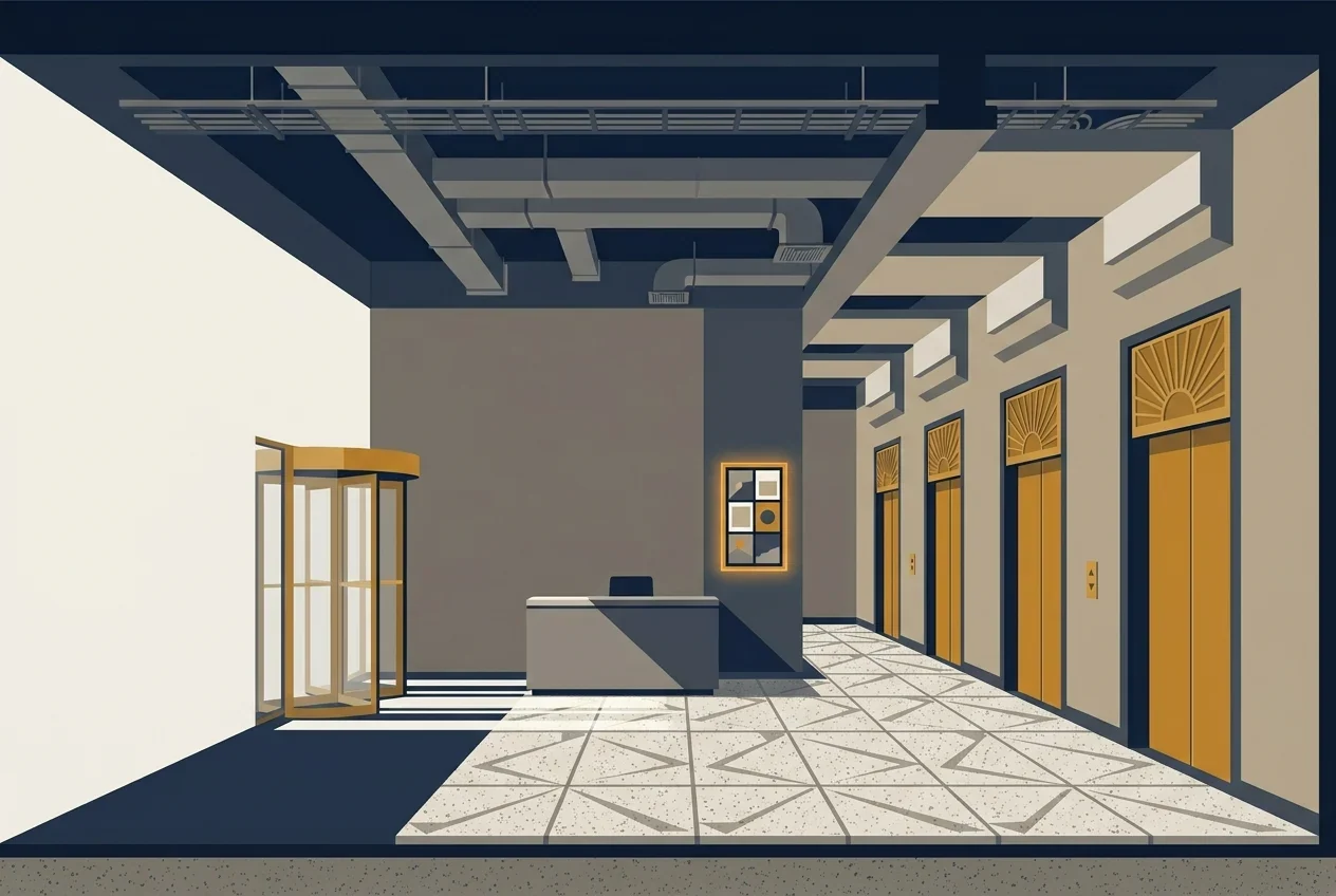 Scroll-world scene: lobby