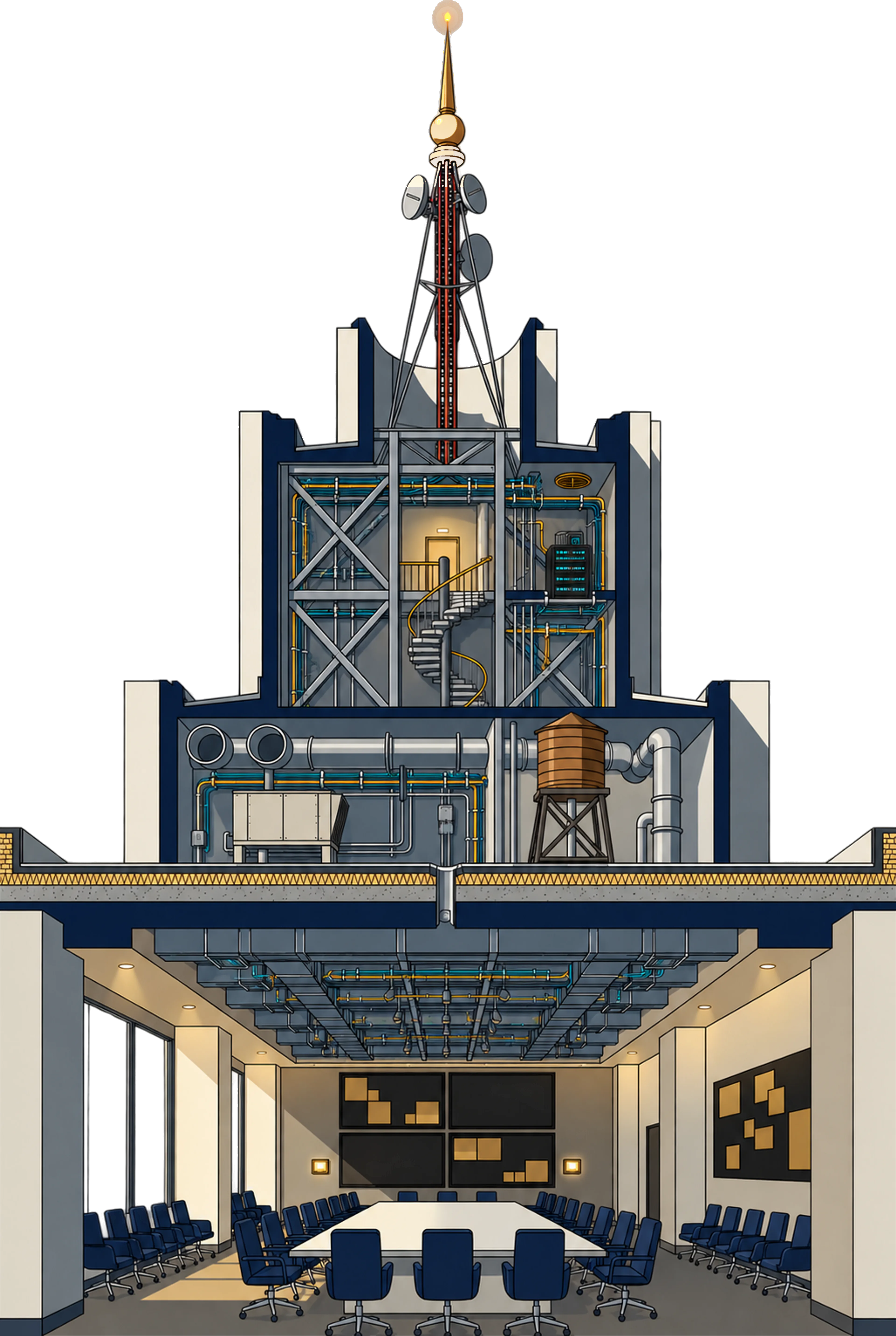 Scroll-world scene: facade
